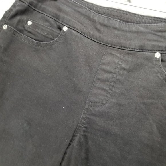 Allison Daley Jeans Womens 8 Petite Black Stretch Shaping Mid Rise Slim Ankle - Picture 2 of 11